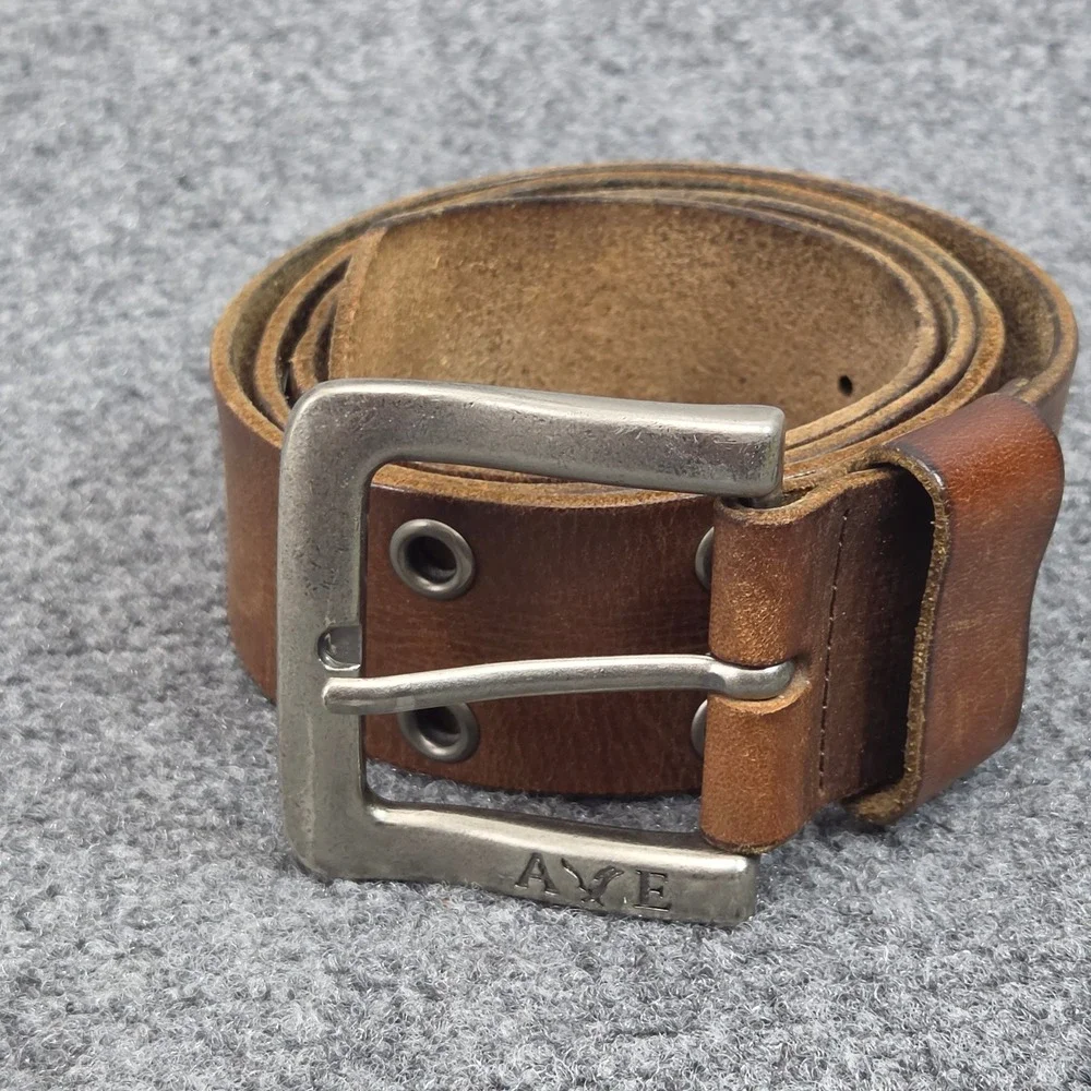 American Eagle Belt Mens 36 Brown Leather Grommet Distressed Casual Rugged Work